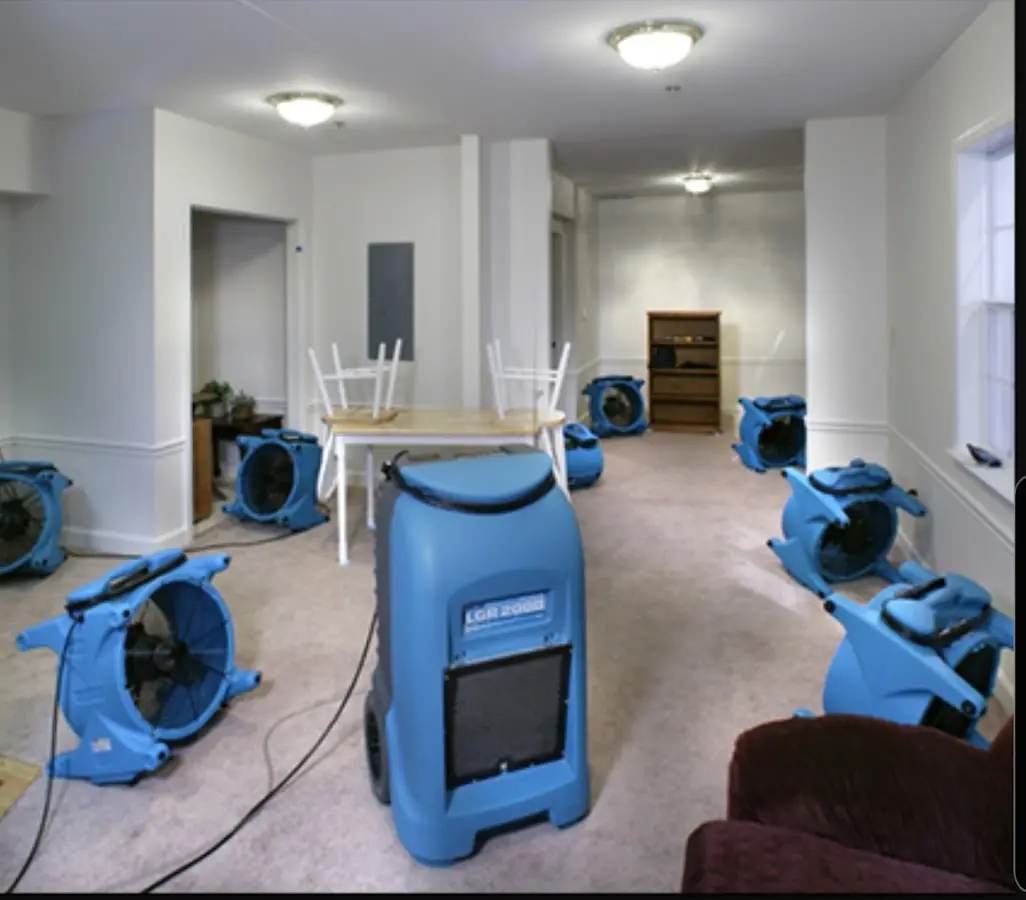 Air movers and dehumidifier setup for Water Damage Restoration in Lake Elsinore